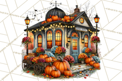 Small Town Fall Clipart Vintage Country Autumn PNG Product Image 5