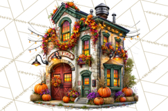 Small Town Fall Clipart Vintage Country Autumn PNG Product Image 3
