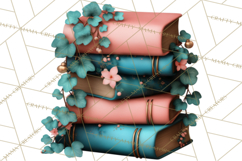 Botanical Books Clipart PNG Cottagecore Reading Florals Product Image 5