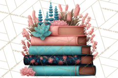Botanical Books Clipart PNG Cottagecore Reading Florals Product Image 3
