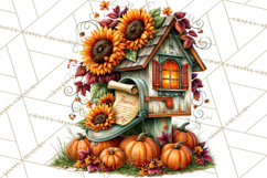 Small Town Fall Clipart Vintage Country Autumn PNG Product Image 4