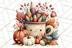 Fall Teacher School Supplies Clipart PNG Product Image 2