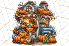Small Town Fall Clipart Vintage Country Autumn PNG Product Image 5