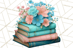 Botanical Books Clipart PNG Cottagecore Reading Florals Product Image 2