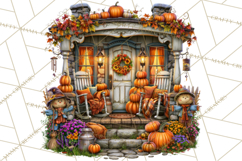 Small Town Fall Clipart Vintage Country Autumn PNG Product Image 2