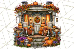 Small Town Fall Clipart Vintage Country Autumn PNG Product Image 2