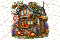 Small Town Fall Clipart Vintage Country Autumn PNG Product Image 2