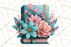Botanical Books Clipart PNG Cottagecore Reading Florals Product Image 5