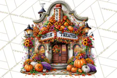 Small Town Fall Clipart Vintage Country Autumn PNG Product Image 3