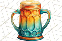 Beer Watercolor Clipart, Beer PNG, Beer Mug, Beer Bottle Product Image 3