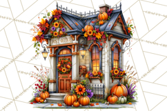 Small Town Fall Clipart Vintage Country Autumn PNG Product Image 4