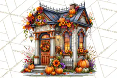 Small Town Fall Clipart Vintage Country Autumn PNG Product Image 4