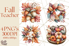 Fall Teacher School Supplies Clipart PNG Product Image 1