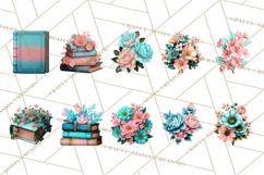 Botanical Books Clipart PNG Cottagecore Reading Florals Product Image 2