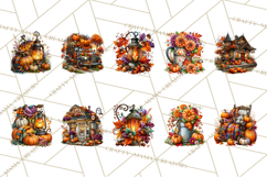 Small Town Fall Clipart Vintage Country Autumn PNG Product Image 2