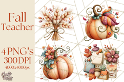 Fall Teacher School Supplies Clipart PNG Product Image 1