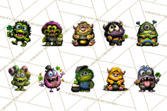 Funny St Patricks Day Monsters Clipart, St Paddy Monster PNG Product Image 2