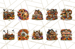 Small Town Fall Clipart Vintage Country Autumn PNG Product Image 3