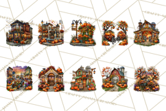 Small Town Fall Clipart Vintage Country Autumn PNG Product Image 4