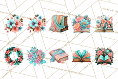 Botanical Books Clipart PNG Cottagecore Reading Florals Product Image 4