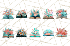 Botanical Books Clipart PNG Cottagecore Reading Florals Product Image 5
