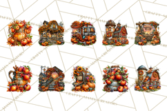 Small Town Fall Clipart Vintage Country Autumn PNG Product Image 5
