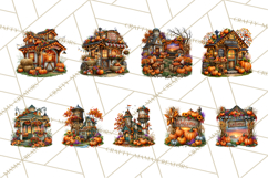 Small Town Fall Clipart Vintage Country Autumn PNG Product Image 6