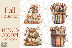 Fall Teacher School Supplies Clipart PNG Product Image 1