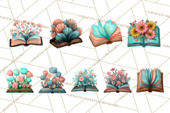 Botanical Books Clipart PNG Cottagecore Reading Florals Product Image 6