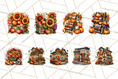 Small Town Fall Clipart Vintage Country Autumn PNG Product Image 7