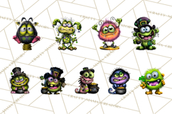 Funny St Patricks Day Monsters Clipart, St Paddy Monster PNG Product Image 8