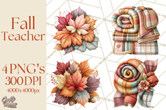 Fall Teacher School Supplies Clipart PNG Product Image 1