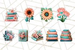 Botanical Books Clipart PNG Cottagecore Reading Florals Product Image 9