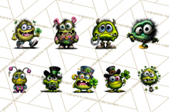 Funny St Patricks Day Monsters Clipart, St Paddy Monster PNG Product Image 9