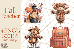 Fall Teacher School Supplies Clipart PNG Product Image 1