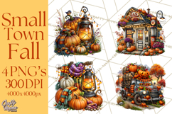 Small Town Fall Clipart Vintage Country Autumn PNG Product Image 1