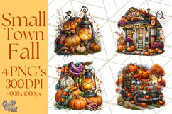 Small Town Fall Clipart Vintage Country Autumn PNG Product Image 1