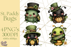Cute St Patricks Day Bugs Clipart, St. Paddy Png Files Product Image 1