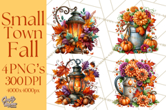 Small Town Fall Clipart Vintage Country Autumn PNG Product Image 1