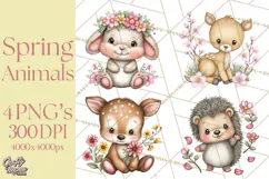 Spring Woodland Critter Clipart PNG, Spring Png Product Image 1
