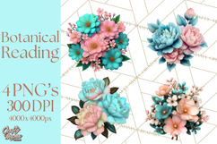 Botanical Books Clipart PNG Cottagecore Reading Florals Product Image 1