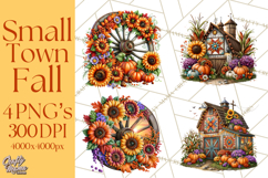 Small Town Fall Clipart Vintage Country Autumn PNG Product Image 1