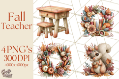 Fall Teacher School Supplies Clipart PNG Product Image 1