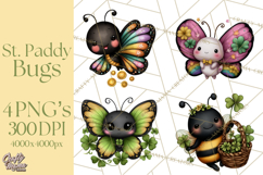 Cute St Patricks Day Bugs Clipart, St. Paddy Png Files Product Image 1