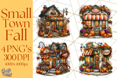 Small Town Fall Clipart Vintage Country Autumn PNG Product Image 1