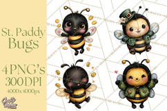 Cute St Patricks Day Bugs Clipart, St. Paddy Png Files Product Image 1