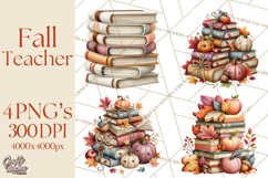 Fall Teacher School Supplies Clipart PNG Product Image 1