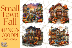 Small Town Fall Clipart Vintage Country Autumn PNG Product Image 1