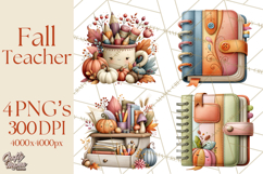 Fall Teacher School Supplies Clipart PNG Product Image 1