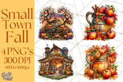 Small Town Fall Clipart Vintage Country Autumn PNG Product Image 1